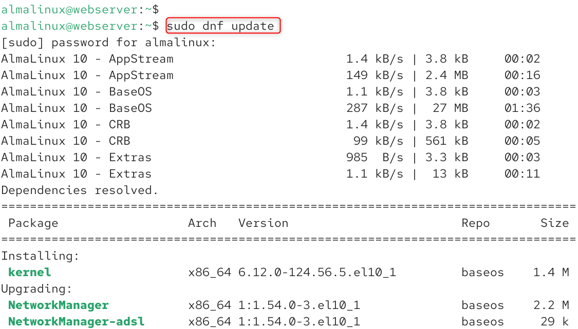 sudo dnf update