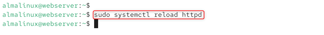 sudo systemctl reload httpd