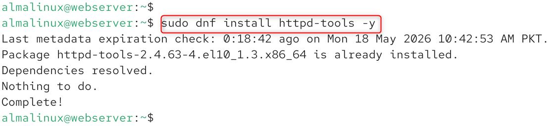 sudo dnf install httpd-tools -y