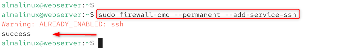 sudo firewall-cmd --permanent --add-service=ssh