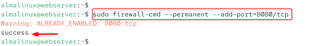 sudo firewall-cmd --permanent --add-port=8080/tcp