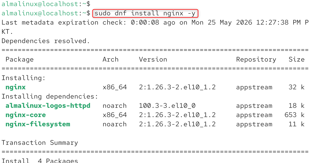   sudo dnf install nginx -y
