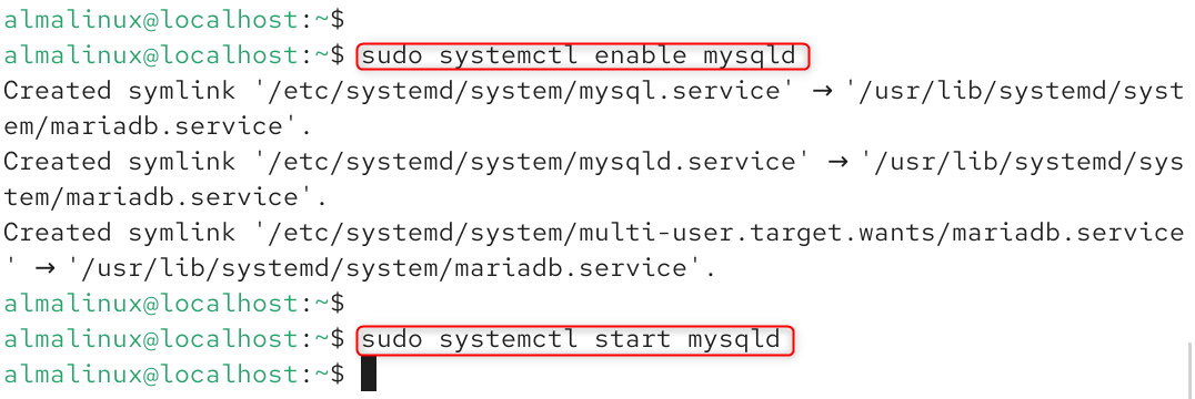 sudo systemctl enable mysqld