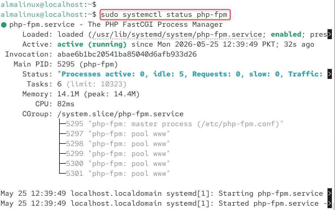 sudo systemctl status php-fpm