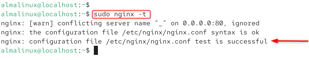   sudo nginx -t
