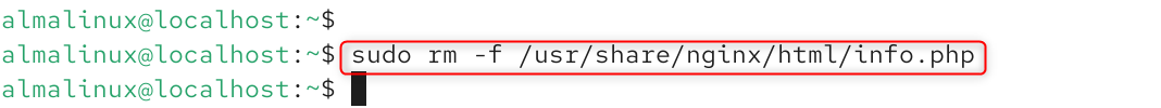   sudo rm -f /usr/share/nginx/html/info.php
