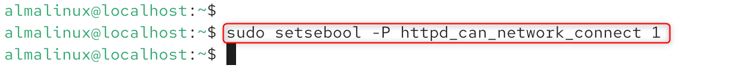   sudo setsebool -P httpd_can_network_connect 1
