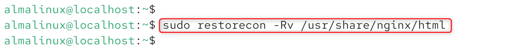   sudo restorecon -Rv /usr/share/nginx/html
