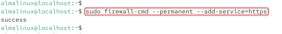   sudo firewall-cmd --permanent --add-service=https
