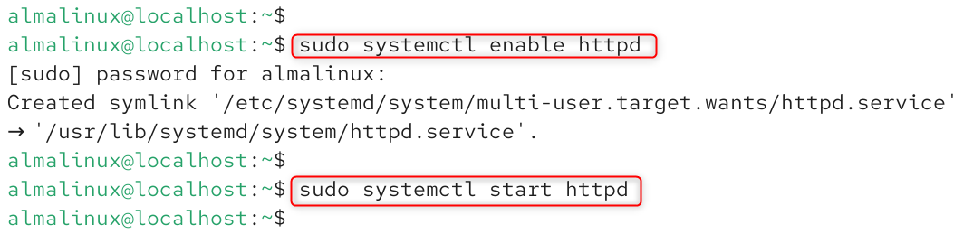 sudo systemctl enable httpd
