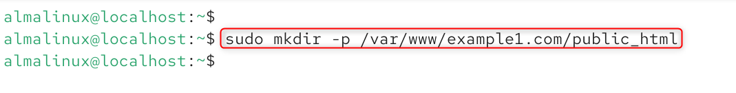   sudo mkdir -p /var/www/example1.com/public_html
