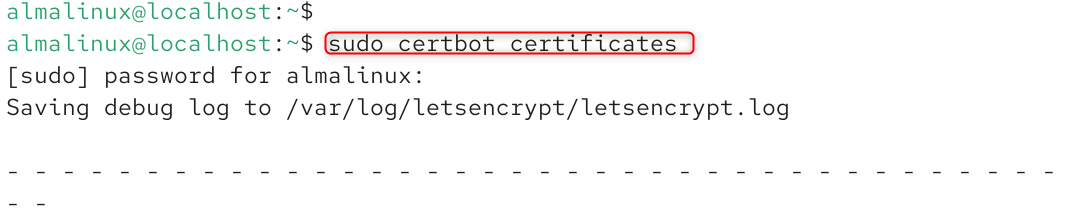   sudo certbot certificates

