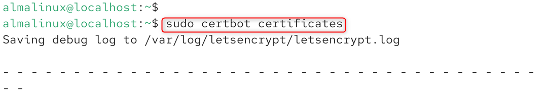   sudo certbot certificates
