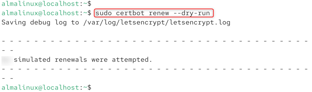   sudo certbot renew --dry-run
