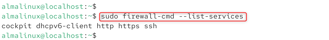   sudo firewall-cmd --list-services
