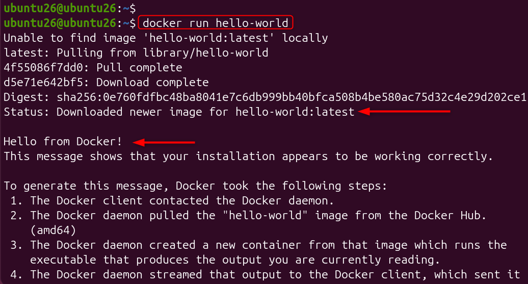 docker run hello-world