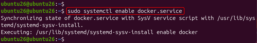 sudo systemctl enable docker.service