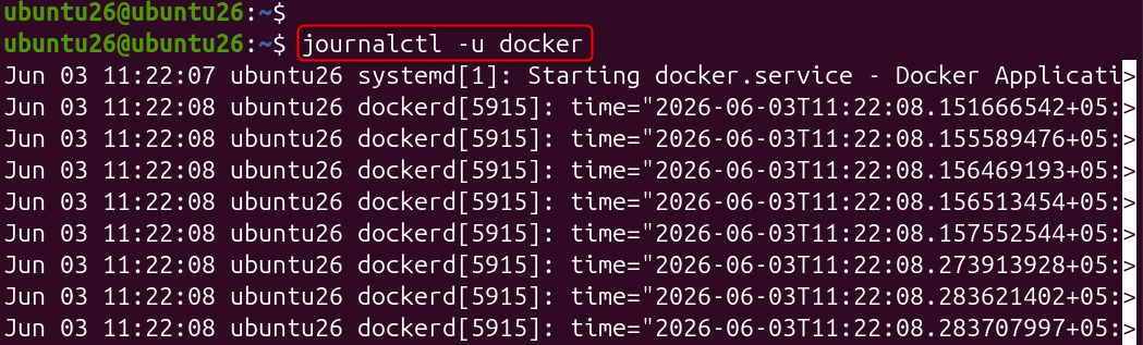 journalctl -u docker