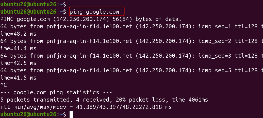 ping google.com
