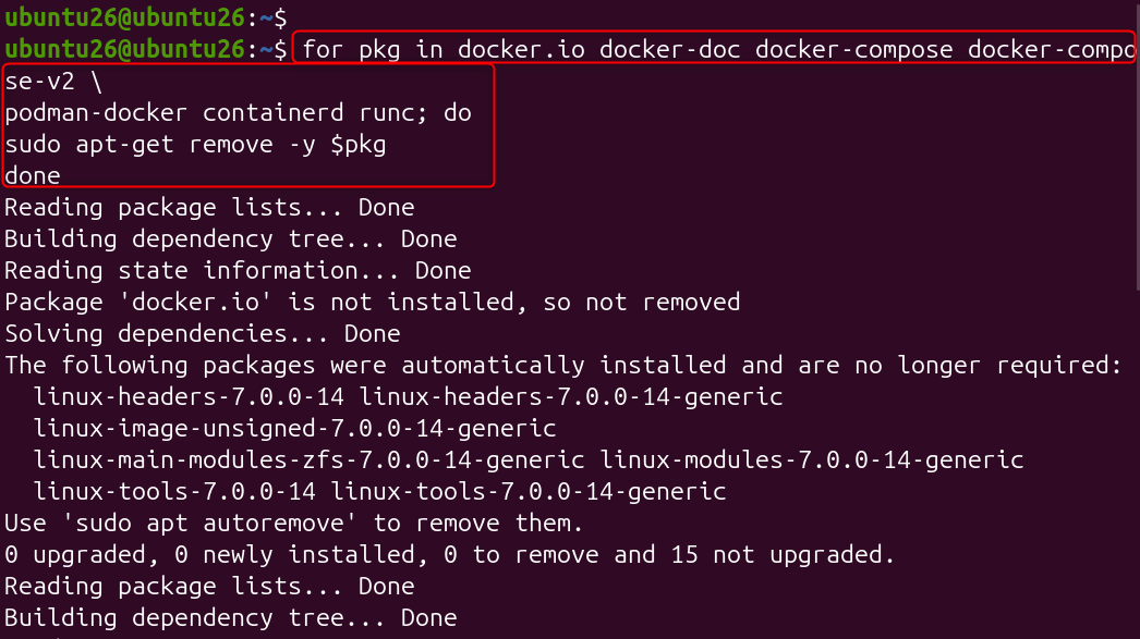   for pkg in docker.io docker-doc docker-compose docker-compose-v2 \
