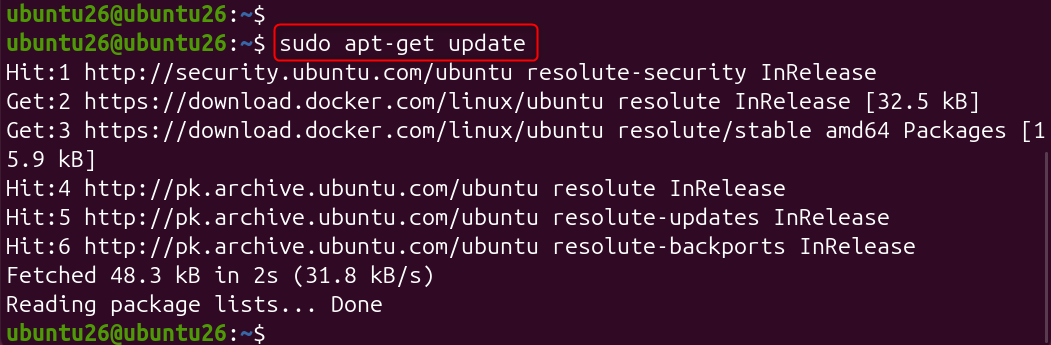 sudo apt-get update