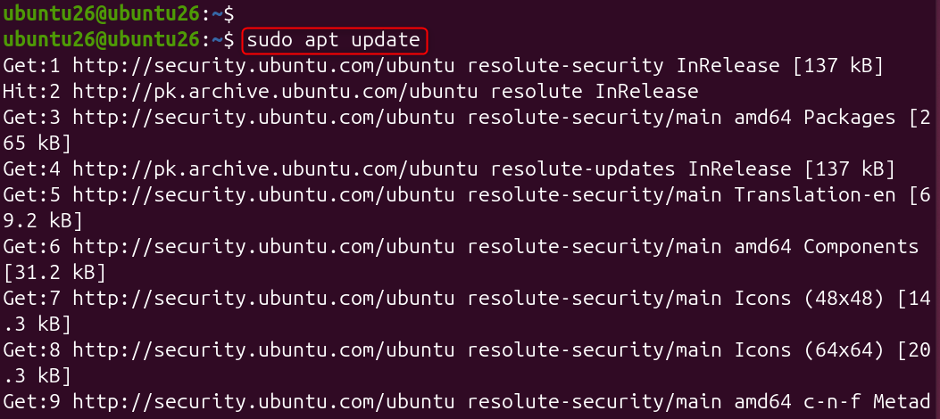 sudo apt update