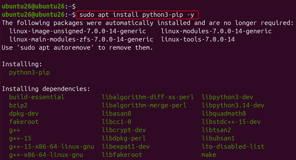 sudo apt install python3-pip -y