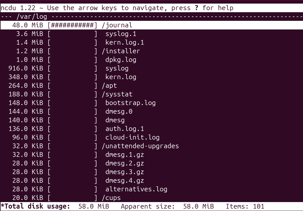 ncdu /var/log