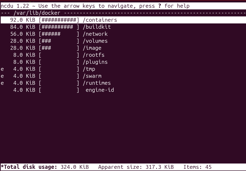 sudo ncdu /var/lib/docker
