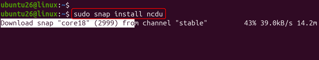 sudo snap install ncdu