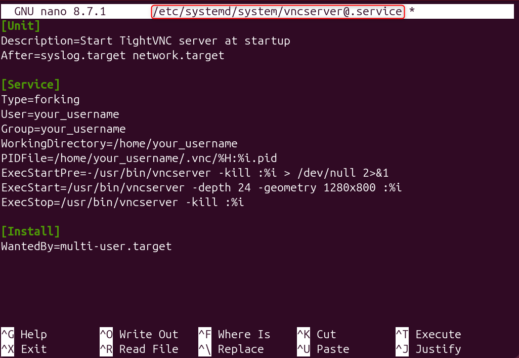 tightvnc server configuration