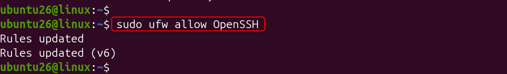 sudo ufw allow OpenSSH