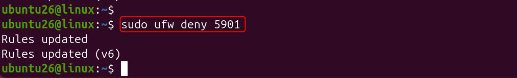 sudo ufw deny 5901