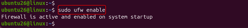 sudo ufw enable