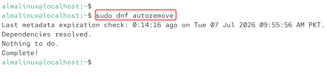   sudo dnf autoremove
