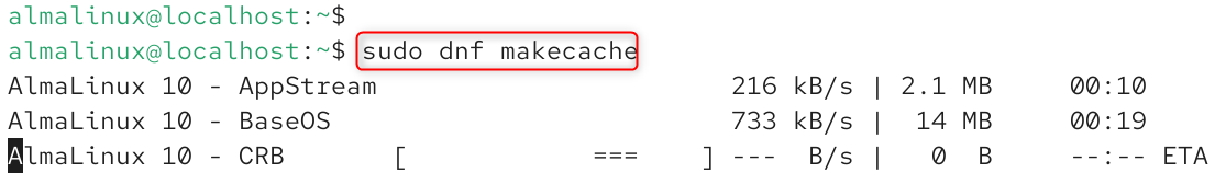   sudo dnf makecache

