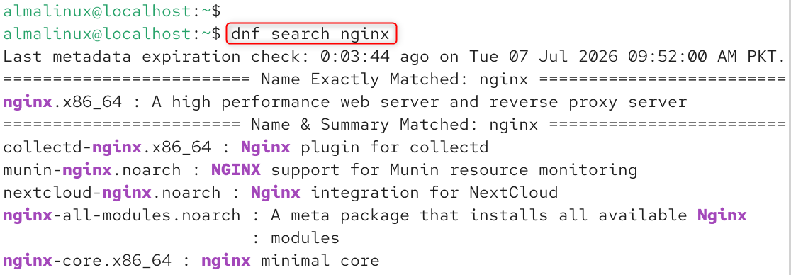   dnf search nginx
