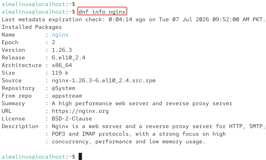   dnf info nginx
