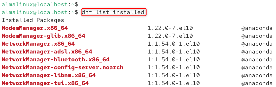   dnf list available
