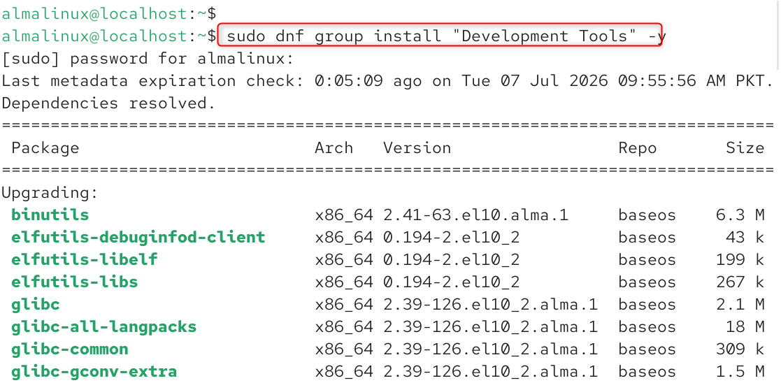  sudo dnf group install 