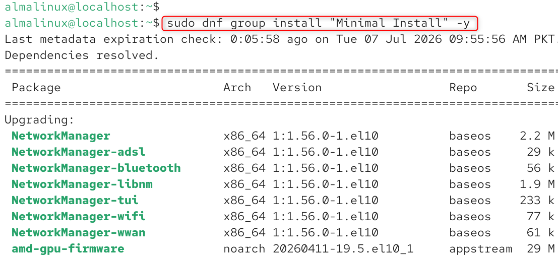   sudo dnf group install 