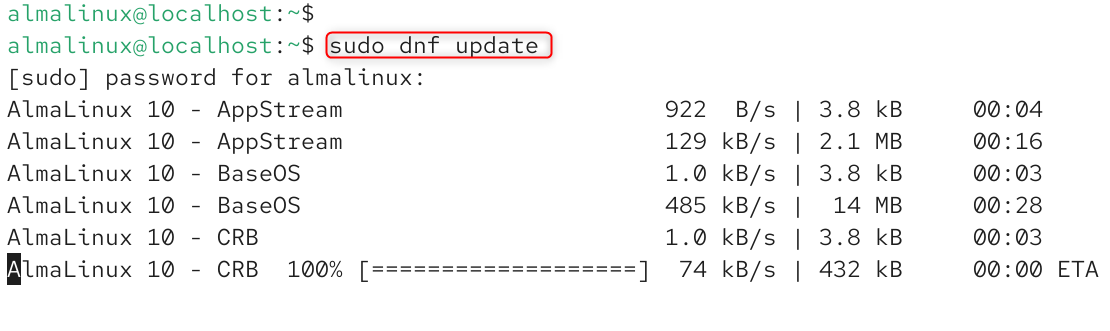   sudo dnf update 
