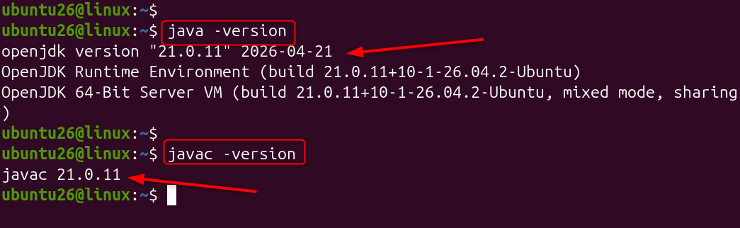 java -version