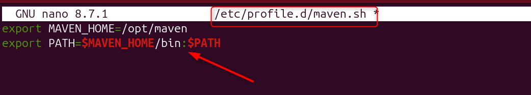   export PATH=$MAVEN_HOME/bin:$PATH
