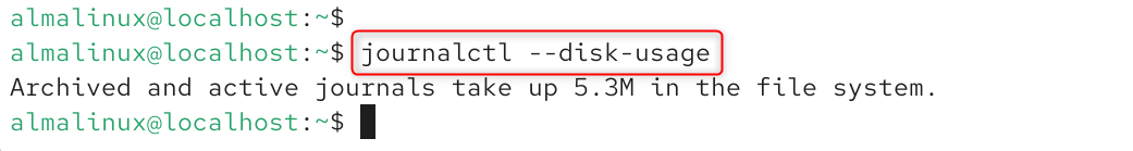   journalctl --disk-usage
