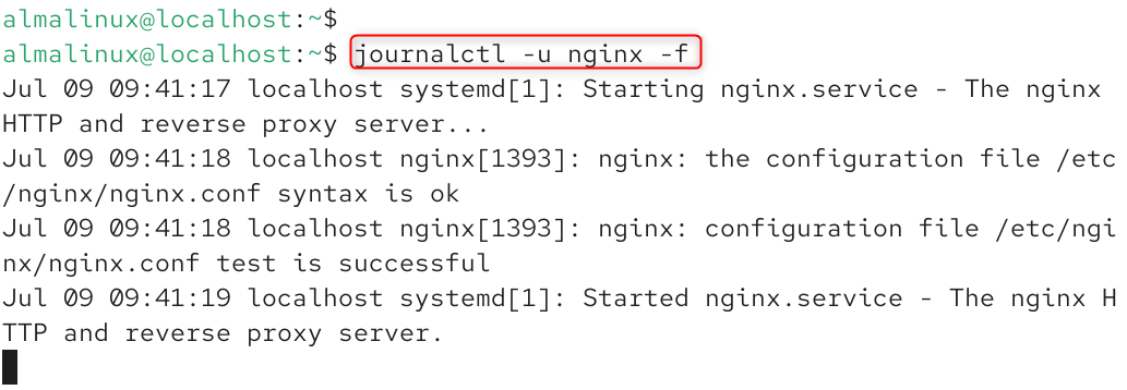   journalctl -u nginx -f
