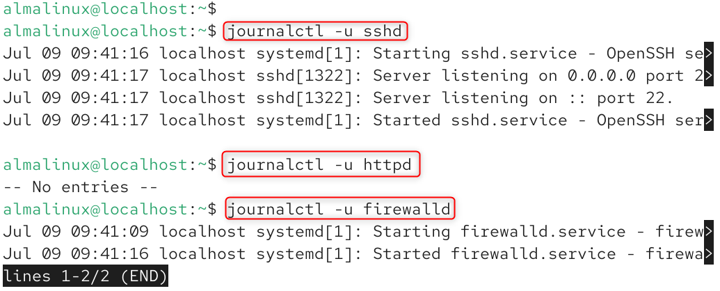 journalctl -u sshd