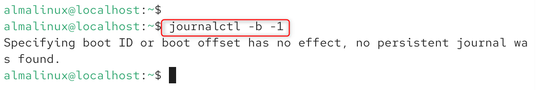  journalctl -b -1
