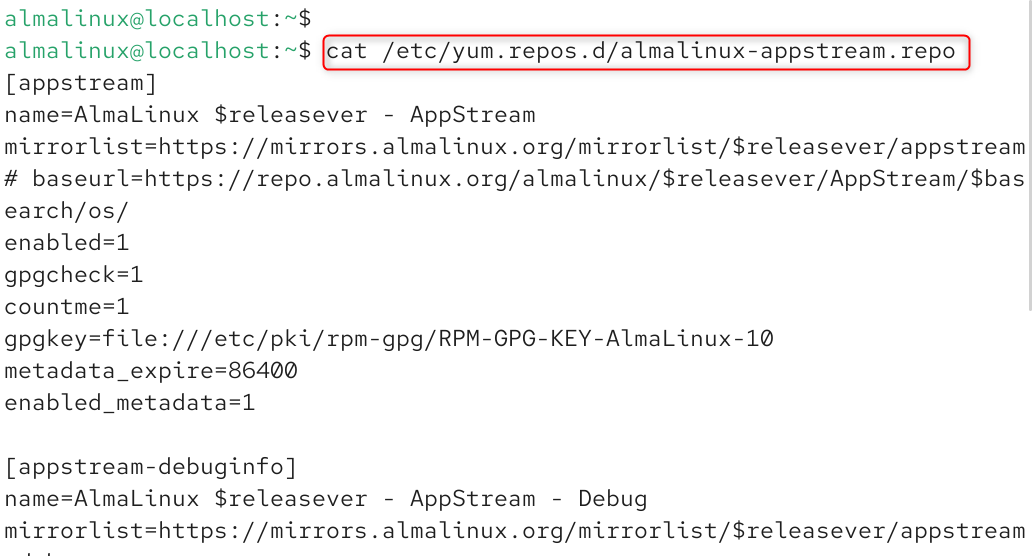 cat /etc/yum.repos.d/almalinux-appstream.repo