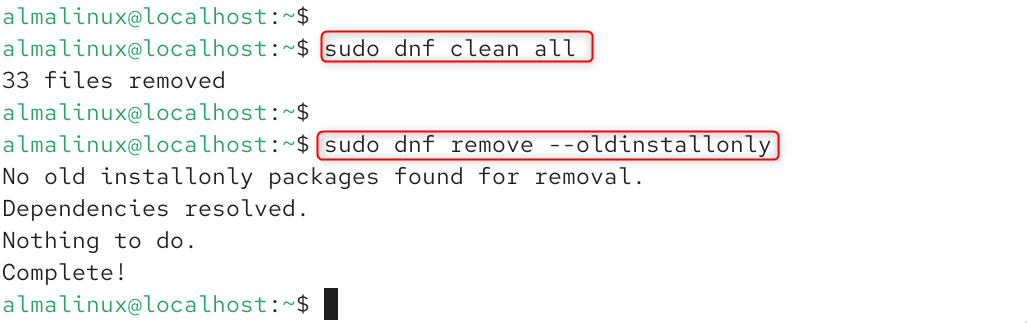 sudo dnf clean all